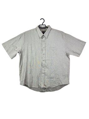 Mens Van Heusen Broadcloth Gray Button Up Shirt Short Sleeve Polyester Blend XXL